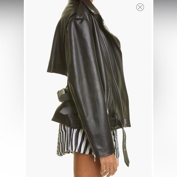 MONSE Cutout Belted Leather Biker Jacket in Black Medium - Picture 5 of 14